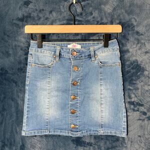 YMI Girls Fashion Button Blue Denim Skirt Youth Size‎ 10